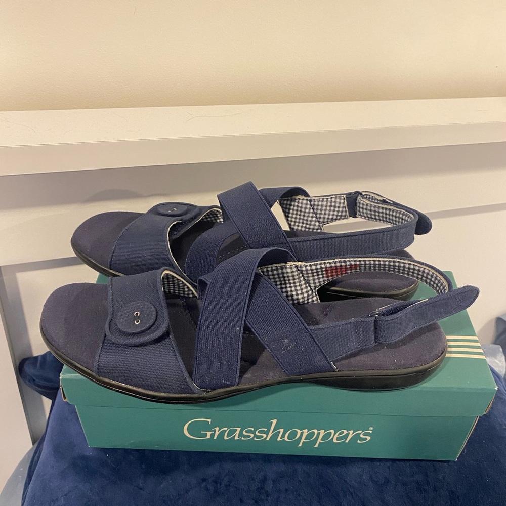 NEW Grasshoppers Wayfarer Navy Comfort Sandals Women’s 9